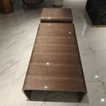 Curved Coffee Table with Natural Burl Veneer and High-Gloss Finish